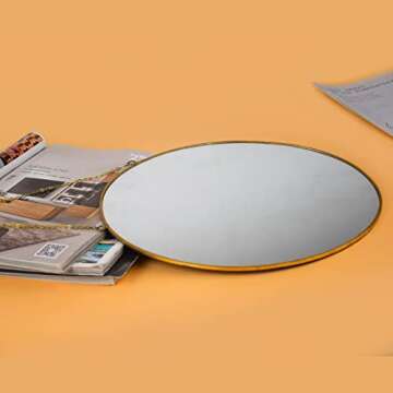 TLBTEK 2 PCS Round Mirror Wall Decor, Gold Wall Mounted Mirrors Decorative for Living Room,Bathroom,Bedroom,Farmhouse,Entryway,Dining Room