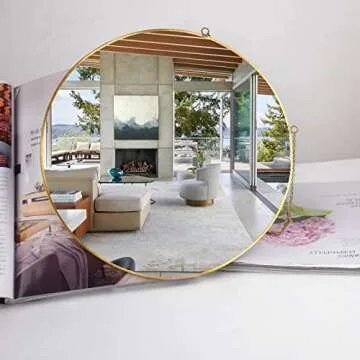 TLBTEK 2 PCS Round Mirror Wall Decor, Gold Wall Mounted Mirrors Decorative for Living Room,Bathroom,Bedroom,Farmhouse,Entryway,Dining Room