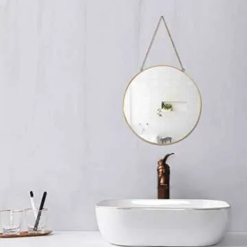 TLBTEK 2 PCS Round Mirror Wall Decor, Gold Wall Mounted Mirrors Decorative for Living Room,Bathroom,Bedroom,Farmhouse,Entryway,Dining Room