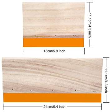Colovis 2 PCS Screen Printing Squeegee, 9.4in and 5.9in, 75 Durometer Wooden Handle Ink Scraper for Screen Printing