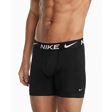 Nike Men`s Essential Micro Boxer Briefs 3 Pack (Black(KE1015-001)/W, Large)