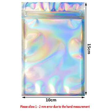 100 Pieces Resealable Smell Proof Bags, Flat Clear Food Storage Bags Pouch Aluminum Plastic Packagin...