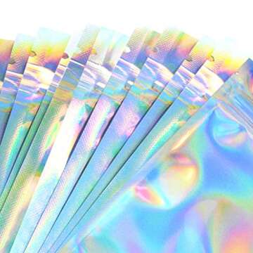100 Pieces Resealable Smell Proof Bags, Flat Clear Food Storage Bags Pouch Aluminum Plastic Packaging Bags, Rainbow Color (4x6inch)