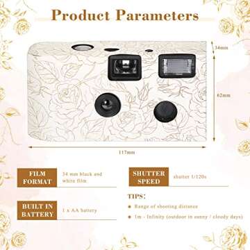 Zhengmy 4 Pack Disposable Camera for Wedding, 34mm Single Use with Flash and Hand Strap Cameras One Time Gathering Wedding Anniversary Travel Camp Party Supply (Fresh Style)
