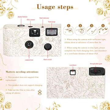 Zhengmy 4 Pack Disposable Camera for Wedding, 34mm Single Use with Flash and Hand Strap Cameras One Time Gathering Wedding Anniversary Travel Camp Party Supply (Fresh Style)