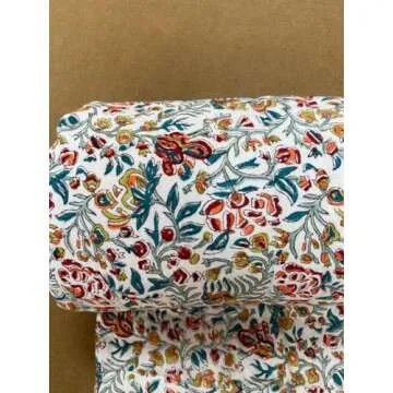 Ridhi Block Print Quilted Throw Blanket 100% Cotton Quilt, Cover for Couch and Bed, Sage Lap Bedding Coverlet, Luxury Oversized Quilted Throw (Queen 90" x 96", Vermilion Red)