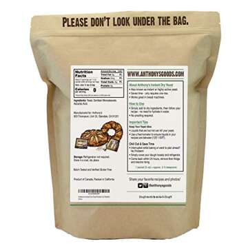 Anthony's Instant Dry Yeast Packets, Contains 42 Individual Packets, Gluten Free