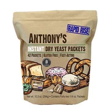 Anthony's Instant Dry Yeast Packets, Contains 42 Individual Packets, Gluten Free
