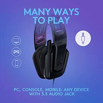 Logitech G335 Wired Gaming Headset, with Flip to Mute Microphone, 3.5mm Audio Jack, Memory Foam Earpads, Lightweight, Compatible with PC, PlayStation, Xbox, Nintendo Switch - Black