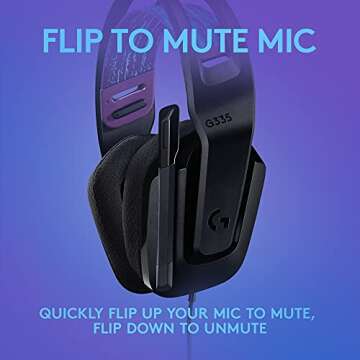 Logitech G335 Wired Gaming Headset, with Flip to Mute Microphone, 3.5mm Audio Jack, Memory Foam Earpads, Lightweight, Compatible with PC, PlayStation, Xbox, Nintendo Switch - Black
