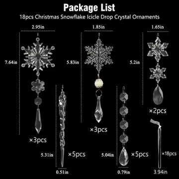18pcs Crystal Christmas Ornaments for Festive Decor