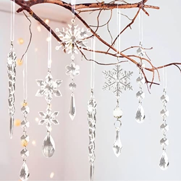 18pcs Crystal Christmas Ornaments for Festive Decor