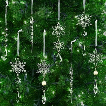 18pcs Crystal Christmas Ornaments for Festive Decor