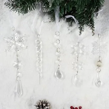 18pcs Crystal Christmas Ornaments for Festive Decor