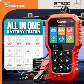 VDIAGTOOL BT500 Car Battery Tester 6V 12V 24V - Essential Automotive Tool for Battery Health