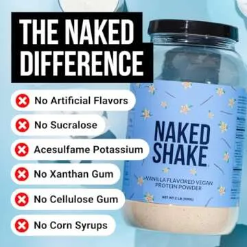 Naked Shake - Vanilla Protein Powder - Plant Based Protein Shake with Mct Oil, Gluten-Free, Soy-Free...