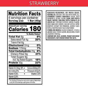 Special K Bar Protein Meal Bars, 12g Protein Snacks, Meal Replacement, Strawberry, 9.5oz Box (6 Bars)