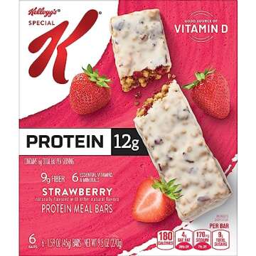 Special K Bar Protein Meal Bars, 12g Protein Snacks, Meal Replacement, Strawberry, 9.5oz Box (6 Bars)