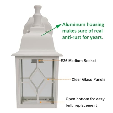 LIT-PaTH Large Wall Sconce for Outdoor Porch Lighting