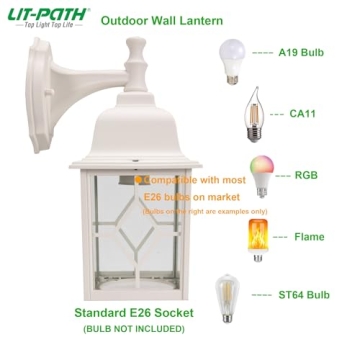 LIT-PaTH Large Wall Sconce for Outdoor Porch Lighting