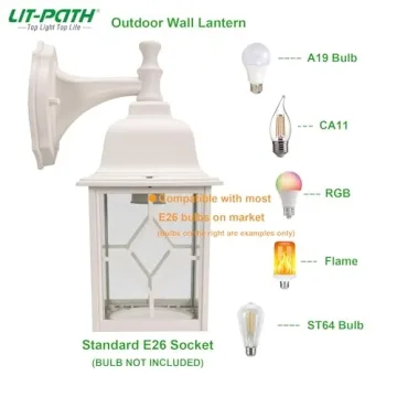 LIT-PaTH Large Wall Sconce for Outdoor Porch Lighting