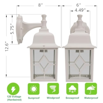 LIT-PaTH Large Wall Sconce for Outdoor Porch Lighting