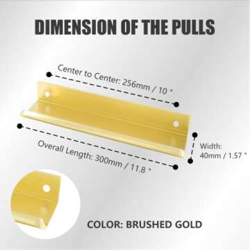 Qjaiune Brushed Gold Back Mount Finger Edge Pulls 300mm