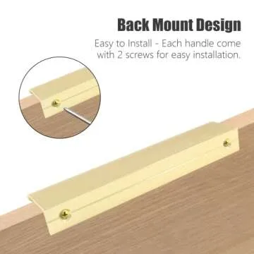 Qjaiune Brushed Gold Back Mount Finger Edge Pulls 300mm