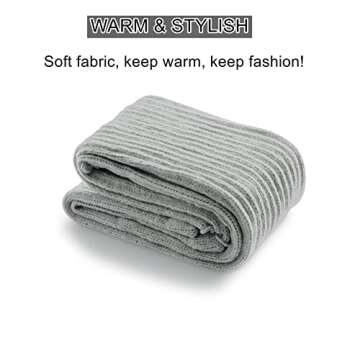 COZYOFFI Women's Plus Size Leg Warmers Knit Over Knee High Footless Socks for Thick Thighs(C04-Light Grey)