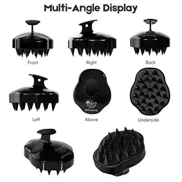 URTHEONE Hair Scalp Massager Shampoo Brush,Soft Silicone Hair Scrub Brush for Wet Dry Hair, Relax Scalp, Reduce Dandruff,Promote Hair Growth,Scalp Scrubber Hair Care Tools for Shower (Black)