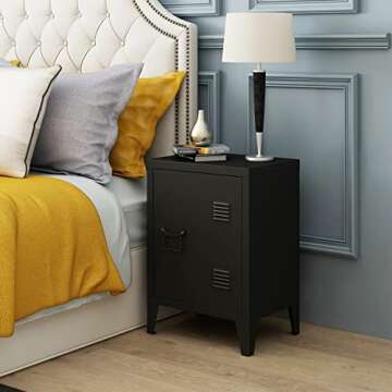 MIOCASA Nightstand Modern End Side Table Steel Bedside Storage Cabinet with Shelf Easy Assembly for ...