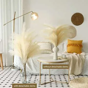 JPSOR Faux Pampas Grass Tall 4PCS 43"/3.6FT Large Artificial Pompous Branches for Floor Vase Fillers Fake Flowers, Fluffy Grass for Home Farmhouse Boho Wedding Decor (Beige)