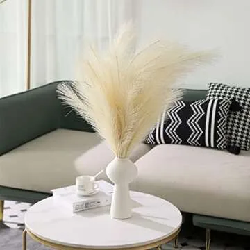 JPSOR Faux Pampas Grass Tall 4PCS 43"/3.6FT Large Artificial Pompous Branches for Floor Vase Fillers Fake Flowers, Fluffy Grass for Home Farmhouse Boho Wedding Decor (Beige)