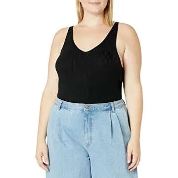 The Drop Women's Claire Double V-Neck Textured Rib Sweater Tank