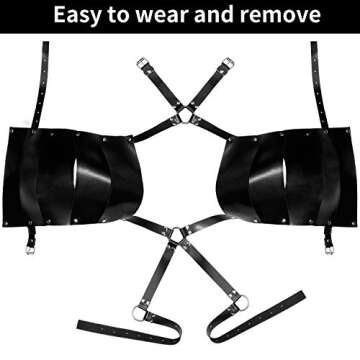 SATINIOR Leather Shoulder Armor Buckles Black Steampunk Chest Harness for Party Cosplay Halloween