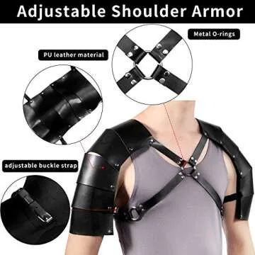 SATINIOR Leather Shoulder Armor Buckles Black Steampunk Chest Harness for Party Cosplay Halloween
