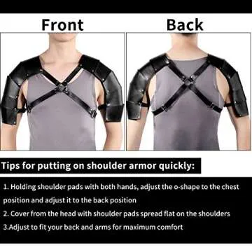 SATINIOR Leather Shoulder Armor Buckles Black Steampunk Chest Harness for Party Cosplay Halloween