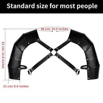 SATINIOR Leather Shoulder Armor Buckles Black Steampunk Chest Harness for Party Cosplay Halloween