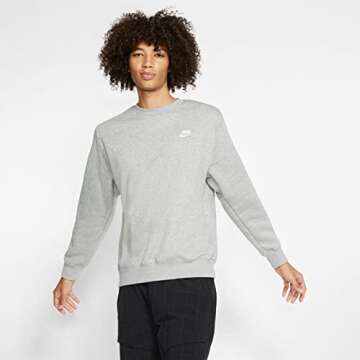 NIKE Men's Nsw Club Crew, Dark Grey Heather/White, Small