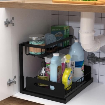 bukfen 2-Tier Under Sink Organizer Slide Out Shelves