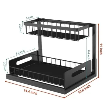 bukfen 2-Tier Under Sink Organizer Slide Out Shelves