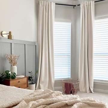 INOVADAY 100% Blackout Curtains for Bedroom, Thermal Black Out Curtains, Back Tab/Rod Pocket Linen B...