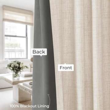 INOVADAY 100% Blackout Curtains for Bedroom, Thermal Black Out Curtains, Back Tab/Rod Pocket Linen Blackout Drapes, Room Darkening Drapes for Living Room, 52''W x 96''L, Buttercream