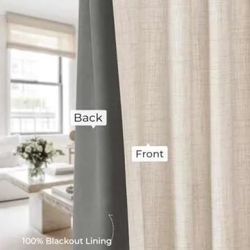 INOVADAY 100% Blackout Curtains for Bedroom, Thermal Black Out Curtains, Back Tab/Rod Pocket Linen Blackout Drapes, Room Darkening Drapes for Living Room, 52''W x 96''L, Buttercream