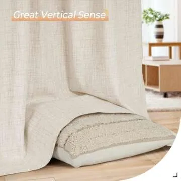 INOVADAY 100% Blackout Curtains for Bedroom, Thermal Black Out Curtains, Back Tab/Rod Pocket Linen Blackout Drapes, Room Darkening Drapes for Living Room, 52''W x 96''L, Buttercream