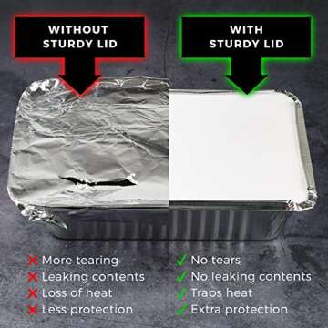 NYHI 8.4" x 5.9" Disposable Aluminum Pans with Lids Foil Containers for Cooking Baking Meal Prep Takeout Heavy Duty Food Storage Pan Trays Freezer Container with Lid