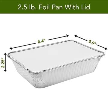 NYHI 8.4" x 5.9" Disposable Aluminum Pans with Lids Foil Containers for Cooking Baking Meal Prep Takeout Heavy Duty Food Storage Pan Trays Freezer Container with Lid