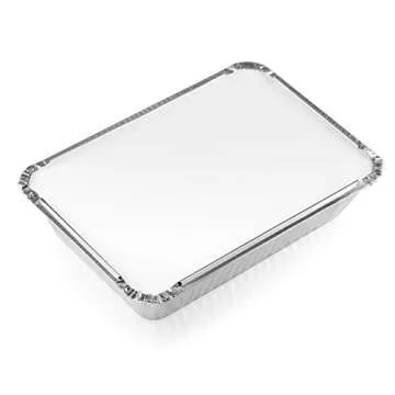 NYHI 8.4" x 5.9" Disposable Aluminum Pans with Lids Foil Containers for Cooking Baking Meal Prep Takeout Heavy Duty Food Storage Pan Trays Freezer Container with Lid