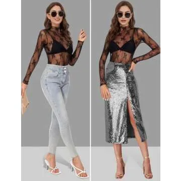 Buauty Mesh Long Sleeve Sheer Top for Women