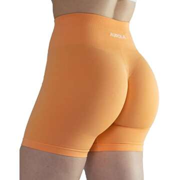 Bright Colors Maybe See Through Not Squat Proof Summer Workout Shorts for Women Seamless Scrunch Running Shorts (XS, Papaya)